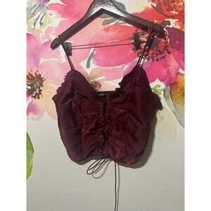 Shein Lace-up Burgundy Corset Top Crop Plus Size 2XL